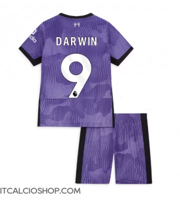 Liverpool Darwin Nunez #9 Terza Maglia Bambino 2023-24 Manica Corta (+ Pantaloni corti)